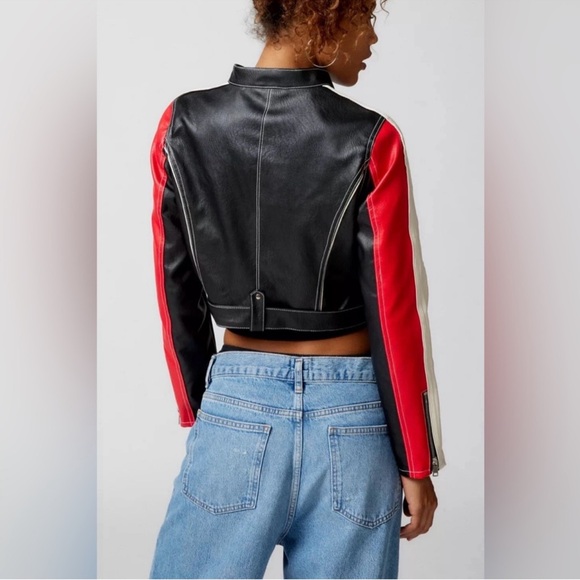 Urban Outfitters Jordan Vegan Leather Women’s Rae Moto Jacket Sz XS NWT - Picture 8 of 16
